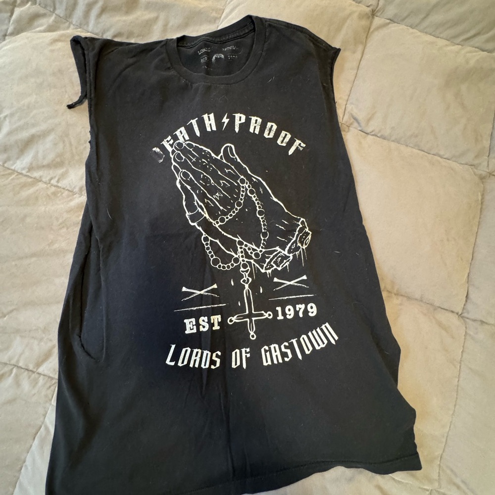 Black Graphic Sleeveless Tee